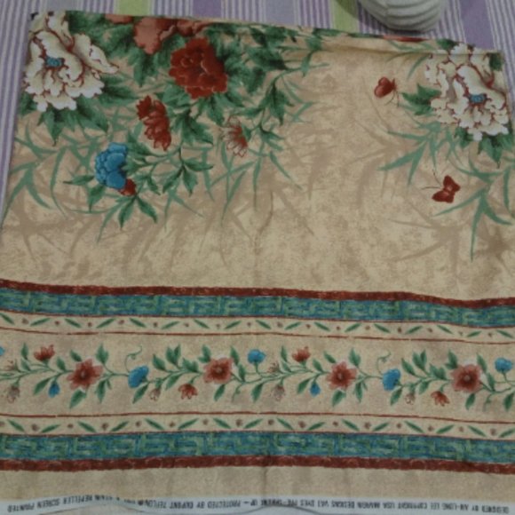 Upholstery Fabric By The Yard Tan Flowers Ann-Long Lee Dupont Stain Repellant - Picture 5 of 9